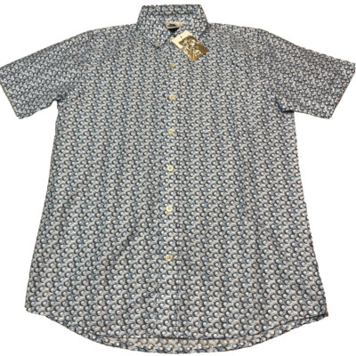 Kennington Shirt Men Small Button Down Funky & Groovy Threads Geo Pattern NWT