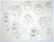 1980's PETER PAN CAPTAIN HOOK WALT DISNEY ORIGINAL PRODUCTION cel MODEL DRAWING