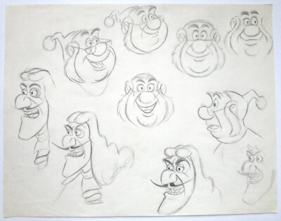 1980's PETER PAN CAPTAIN HOOK WALT DISNEY ORIGINAL PRODUCTION cel MODEL DRAWING