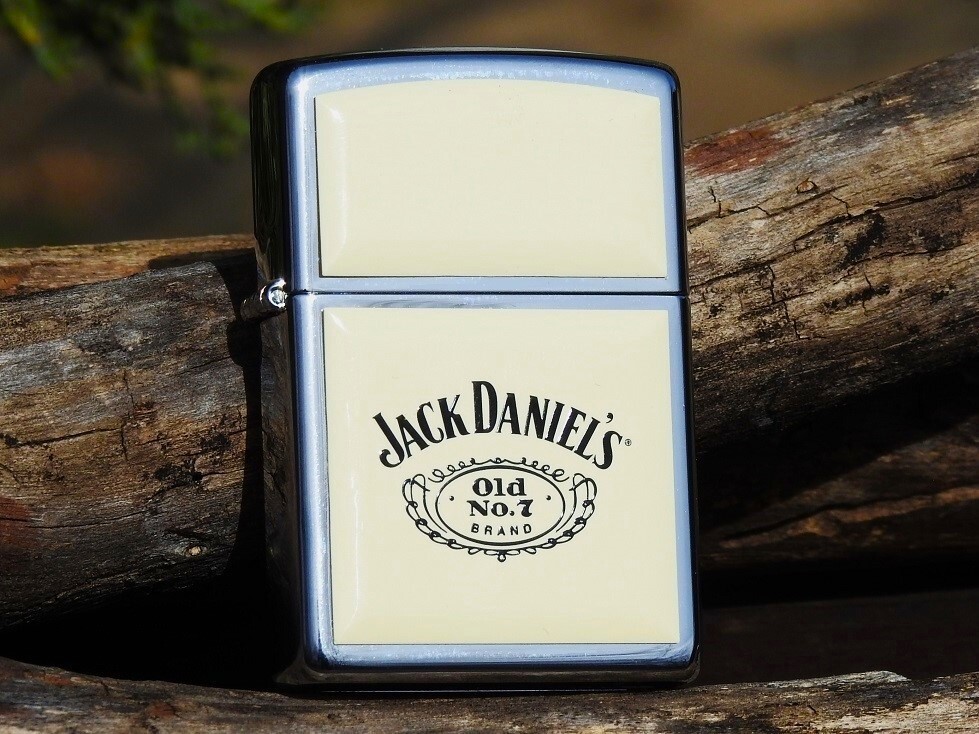 Zippo Lighter - Jack Daniels Old No. 7 Ultralite Chip Emblem Zippo Lighter - Jack Daniels Old No. 7 Ultralite Chip Emblem