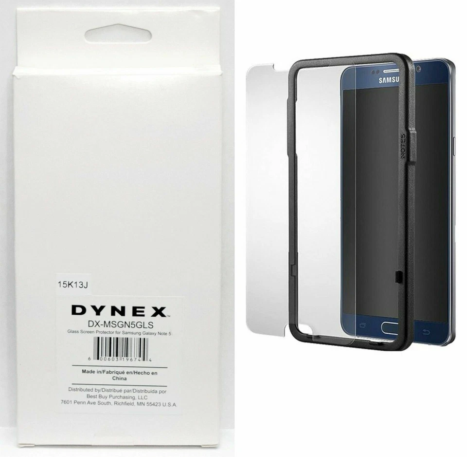 NUEVO Protector Pantalla Cristal Templado Dynex Galaxy Note 5 + Herramienta de Alineación Samsung Foto 2 de 3