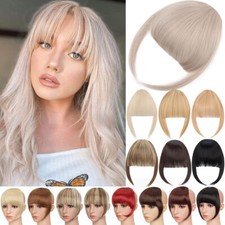 CLEARANCE Clip in AS Human Hair Bangs Thin Air Fringe Front Neat Piece Thick US