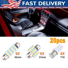 20pcs LED Interior Lights Bulbs Kit Car Trunk Dome License Plate Lamps 6000K