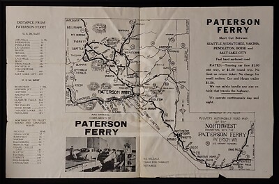 C. 1948 Paterson Ferry, Columbia River. Brochure, Map of Washington and Oregon 