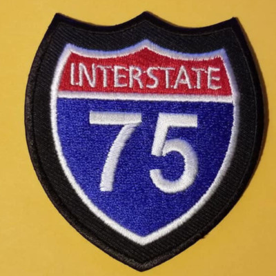 US Primary Interstate 75 Highway approx  2.75x3'' Embroidered Patch