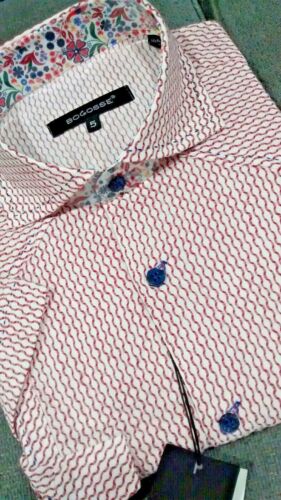 NWT BOGOSSE men's Size 5(XL) Short sleeve button down shirt Abstract Striped - Picture 5 of 12