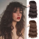 Long Wavy Synthetic Middle Part Clip in Hair Topper Top Hairpiece with Bangs