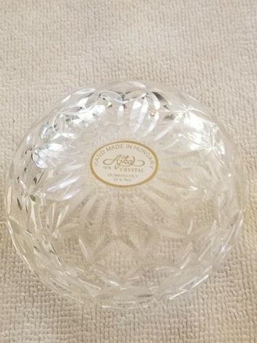 Ajka Crystal 3 1/2" Round Trinket Dish jewelry box w/lid heavy made in Hungary - Picture 4 of 5