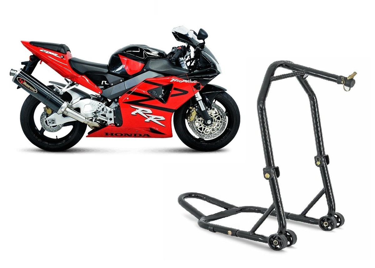 Cruizer - Cavalletto Posteriore Moto Attacchi A Piastra Con Ruote E Barre Di Rinforzo Laterali