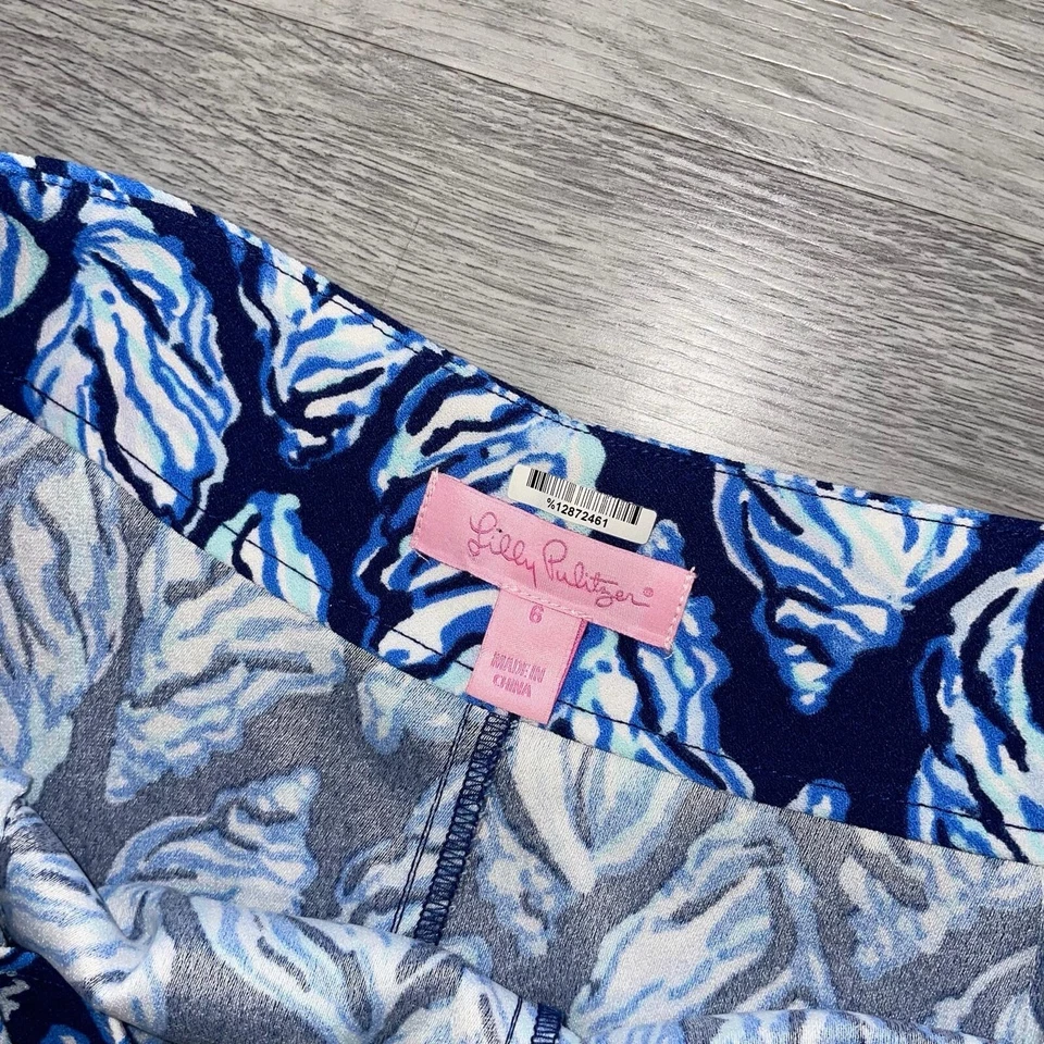 Pantalones Cortos Lilly Pulitzer Para Mujer 6 Kailen Tiro Alto Resort Blanco Caída en Estilo Playa Foto 3 de 4