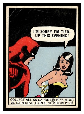 1966 DONRUSS MARVEL SUPER HEROES SORRY I'M TIED UP THIS EVENING #26 DAREDEVIL