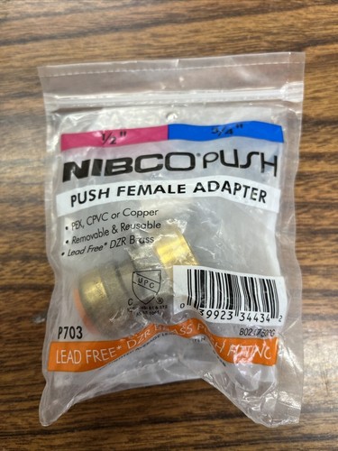 5 PIECES 1/2" SHARKBITE STYLE PUSH FIT X 3/4" FNPT FEMALE THREADED ADAPTER