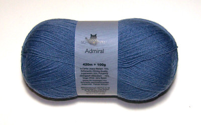 100g ball Schoppel ADMIRAL Superwash Wool & Nylon Sock Fingering yarn #4653 BLUE