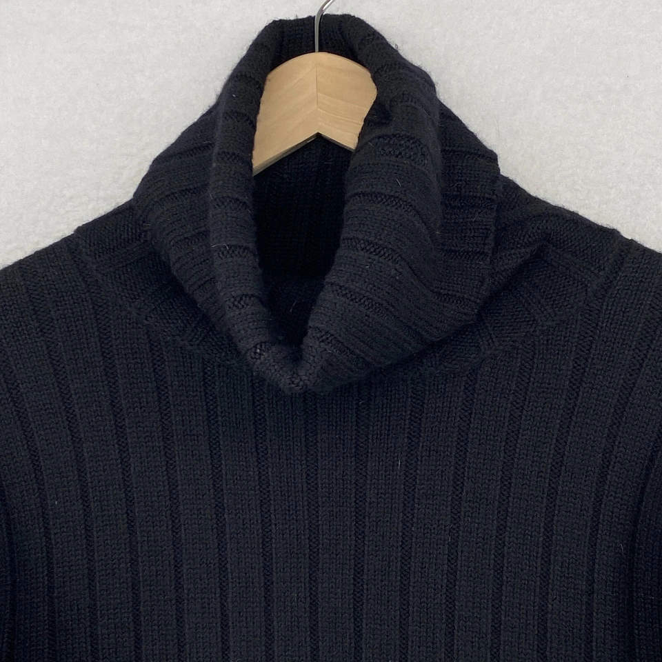 DKNY Sweater Womens M Wool Ribbed Jumper Turtleneck Long Sleeve Pullover Black - Image 4 of 4