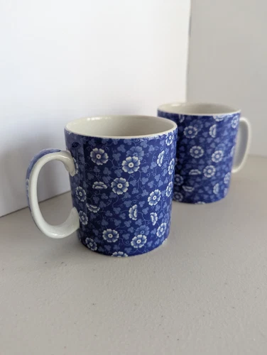 Spode Penny Lane Daisy Shade Blue Floral Coffee Mugs Tea Cups - Set of 2