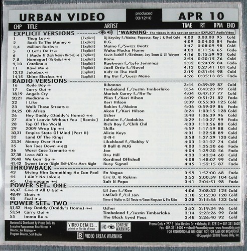 PROMO ONLY "APRIL 2010 URBAN MUSIC VIDEO" DVD COMPILATION 38 TRACKS ~RARE~ HTF - Picture 2 of 3