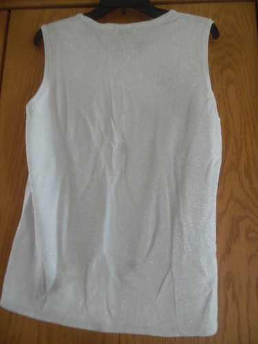NWT Laura Ashley Medium Tank Top Knit Silver Star Scoop Neck - Picture 2 of 3
