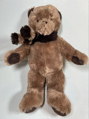 Brookstone NAP Plush Teddy Bear Scarf Tan Brown Baby Lovey 15'' Stuffed Animal