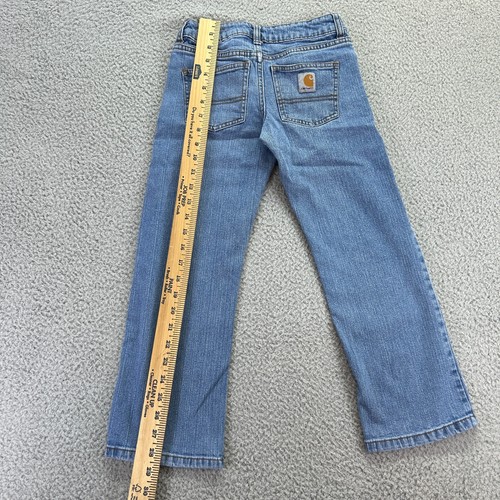 Carhartt Youth Blue Denim Cotton Adjustable Waist High Rise Pockets Jeans Size 8 - Picture 6 of 10
