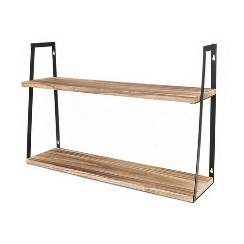 Tiered Floating Shelves Bracket Bookshelf Wall Mounted Rack Storage Metal Wooden - Picture 17 of 22