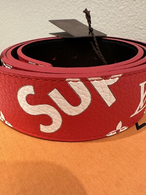 Louis Vuitton x Supreme Red Belt LV Monogram 90/36 Brand New w