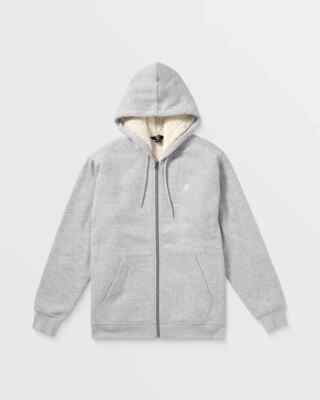 Volcom Foreman Full Zip Fleece Mens Hoodie Sherpa - Heather Gray L