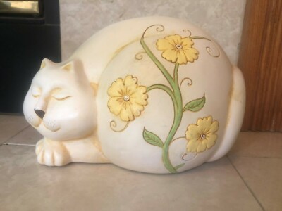 Vintage Ceramic Sleeping Cat Figurine | eBay