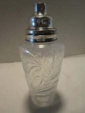 Antique Cocktail Shaker HAWKES Crystal & Sterling Silver top 1920's Art Deco