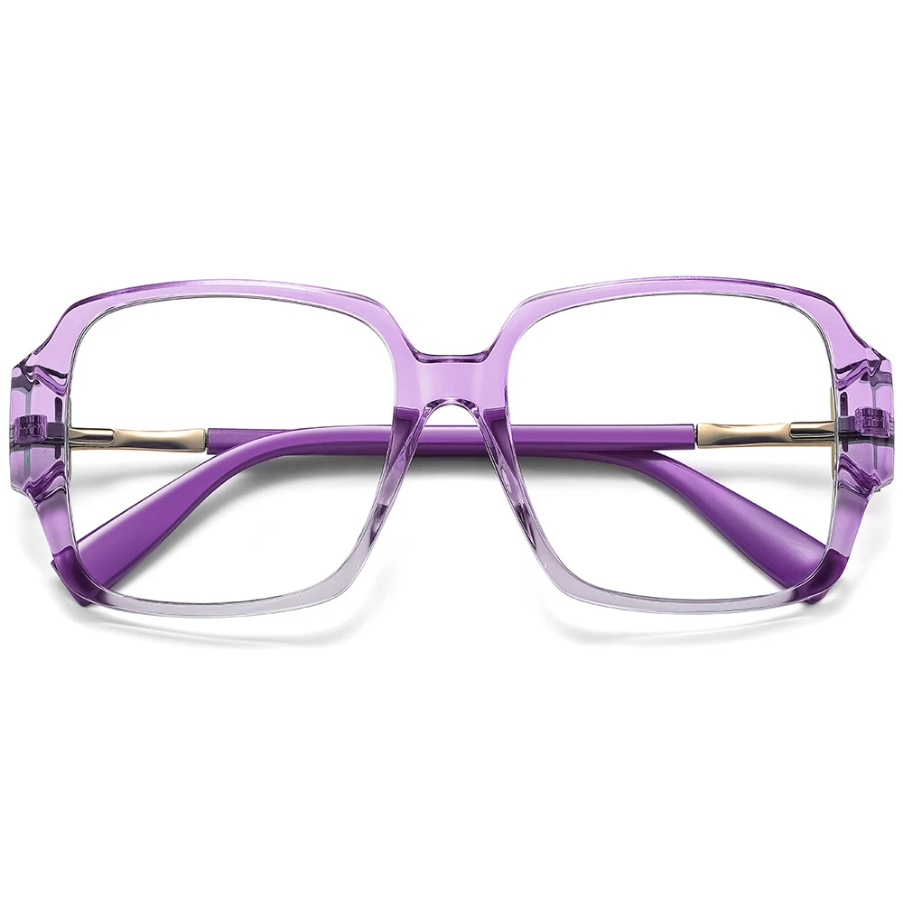 Oversized Square Glasses for Women Large Wide Plastic Eyeglasses Frame Purple