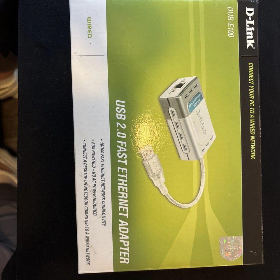 D-Link DUB-E100 USB 2.0 Fast Ethernet Adapter H/W Ver.:B1 Genuine New Sealed #1 - Image 2 of 4