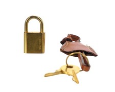 Authentic CELINE Gold Lock and 2x Key Brown Clochette Luggage Travel Italy