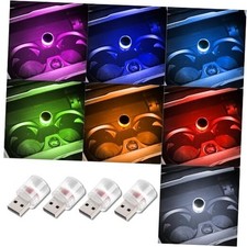 USB LED Car Interior Atmosphere Lamp, Universal Mini Colorful slow flash-4PCS