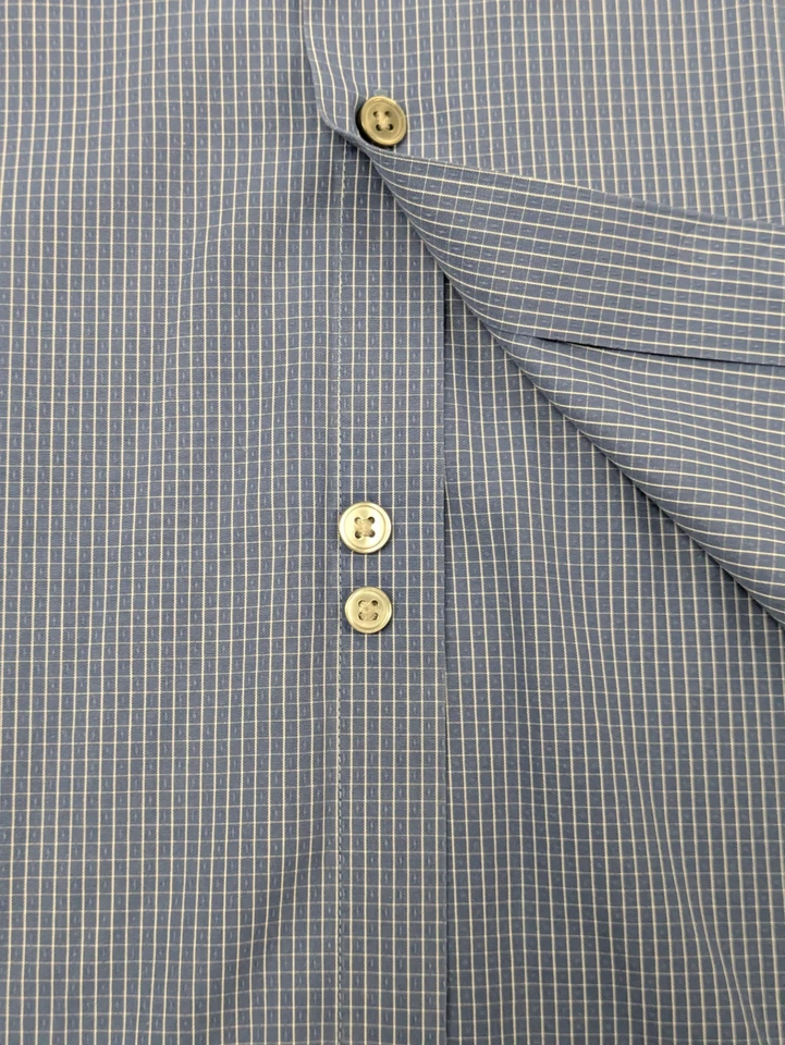 Camisa de vestir Calvin Klein para hombre 16,5 36/37 azul a cuadros calce regular manga larga Foto 4 de 4