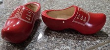 Red Dutch Holland Wooden Clog Shoes 15 cm EU Sz 24