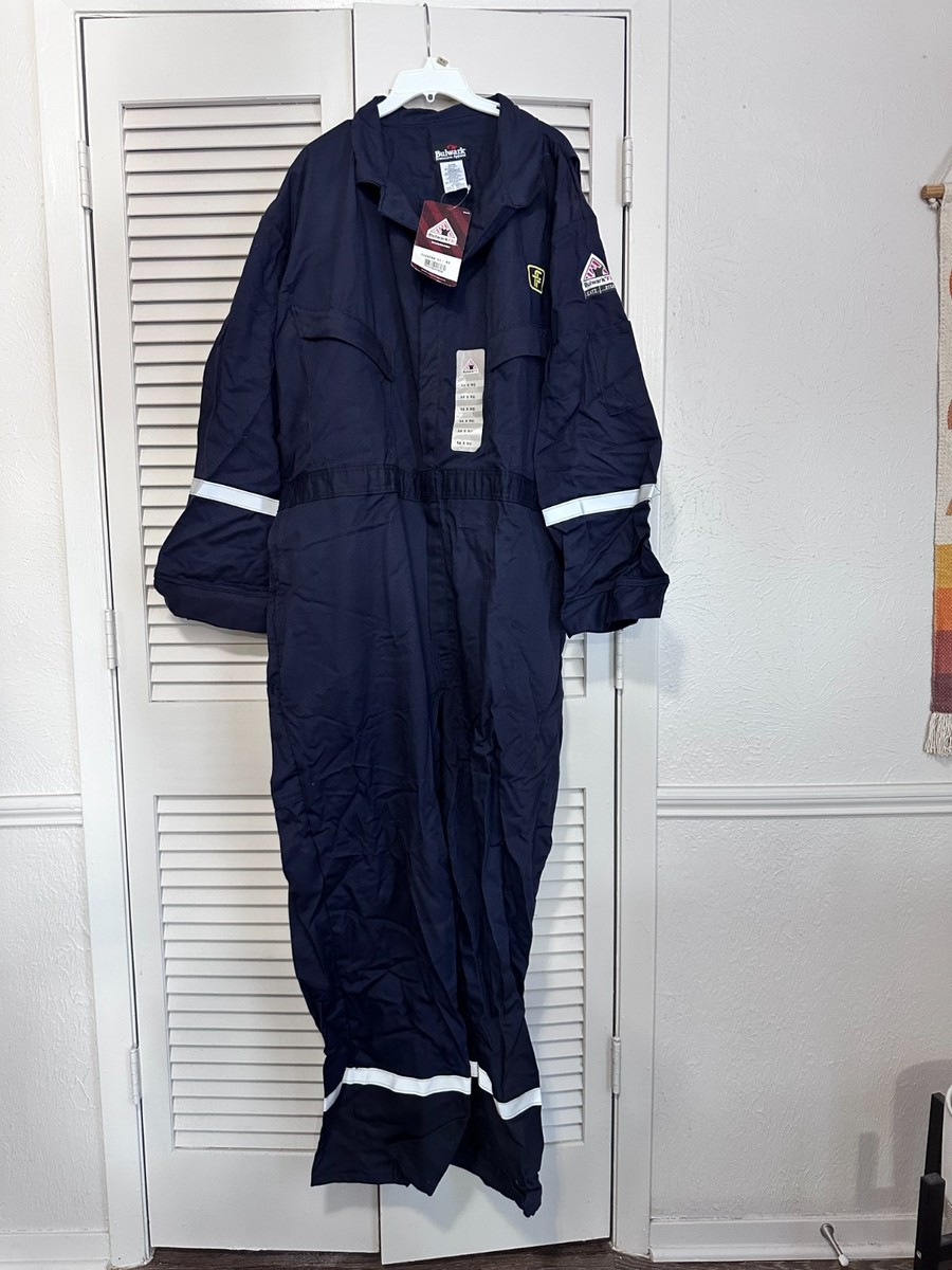 NEW NWT Bulwark FR Cat2, 2112 Coveralls Blue Reflective Ultrasoft