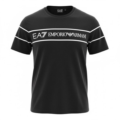 Emporio Armani EA7 Men's Black Graphic Logo Short Sleeve Crew Neck T-Shirt M