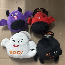 Halloween Dog Toys Squeaky Thrills  Chills NWT Set Of 4 Bat Ghost Spider Devil