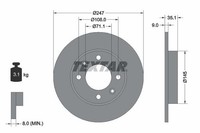 Textar Bremsscheibe Hinten FüR CitroüN Peugeot
