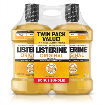 Listerine Original Antiseptic Mouthwash For Bad Breath & Plaque, 1.5 L, 2 Pack