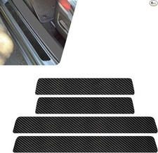 4PCS Door Sill Protectors, Carbon Fiber Door Edge Guards, Heavy-Duty Anti-Scratc