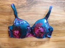 CACIQUE Green Floral Print Smooth Balconette Underwire Bra Size 40DD