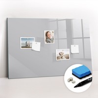 Glas Magnettafel Pinnwand Mit Marker Schwamm Magneten Hellgraue 90X60 Cm
