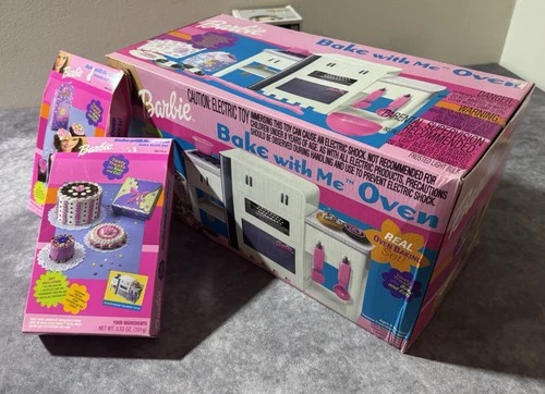 HTF 2000 Barbie Bake With Me Oven Set NIB + Bonus Mix Packs Vintage Mattel Toy