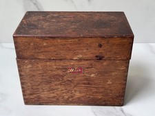 Vintage Weis Wooden Oak Index Card File Recipe Box, Dovetailed, 6.5" x 5" x 3.5"