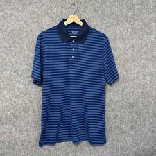 Brooks Brothers Polo Shirt Men s Large Blue Striped Short Sleeve Golf