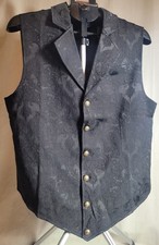 VATPAVE Men's M Victorian Suit Vest Steampunk Gothic Waistcoat Paisley Black NEW