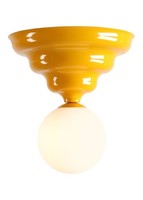 Deckenleuchte Esszimmer Metall Glas Gelb Rund Ø23 Cm E27 Deckenlampe Wohnzimmer