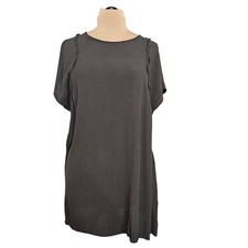 Grade & Gather Black Women's Tunic Dress Pockets Large Minimal Goth Witchy