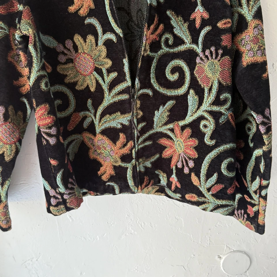 Chaqueta Dressbarn Vintage Grande Floral Brocado Frente Abierto Bordada Boho Chic Foto 3 de 4