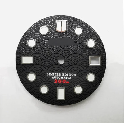 28.5mm Watch Dial Fish Scale Pattern Green Blue Lume Fit Nh35/36 4R Movement